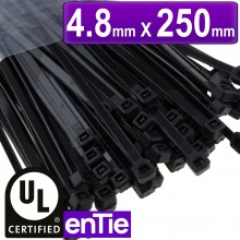 Black cable ties 48mm x 200mm nylon 66 ul approved 100 pack 004021 