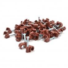 Brown 100 x 6mm bell cable clips secure fastenings cables 005935 