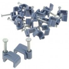 Grey flat 10mm cable clips twin earth 25mm core cables pack of 20 009334 