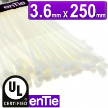Natural white cable ties 36mm x 200mm nylon 66 ul approved 100 pack 010155 