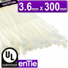 Natural white cable ties 36mm x 250mm nylon 66 ul approved 100 pack 010156 