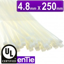 Natural white cable ties 48mm x 200mm nylon 66 ul approved 100 pack 006501 