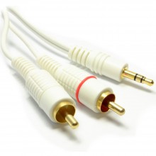 35mm stereo jack plug to twin phono plugs cable white 12m 003574 