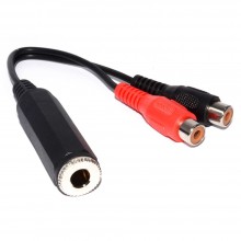 635mm mono jack plug to twin mono 635mm sockets audio cable 2m 006198 