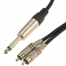 635mm mono jack plug to twin stereo phono plugs cable 20cm 003927 