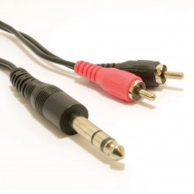 635mm mono jack to twin phono plugs left and right audio cable 2m 003649 