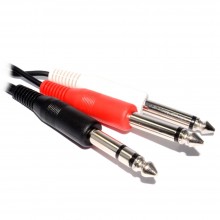635mm stereo jack plug to twin 635mm mono jack plugs splitter 1m 004357 
