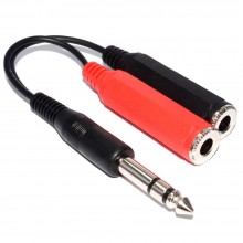 635mm stereo jack plug to twin 635mm mono jack plugs splitter 2m 004358 