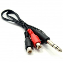 635mm stereo jack plug to twin phono plugs audio cable 15cm 003483 