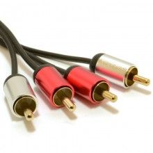 Aluminium pro 2 x rca twin phono plugs stereo audio cable gold lead 15m 007518 