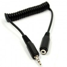 Coiled 35mm stereo jack extension lead male to female audio cable 6m 006217 