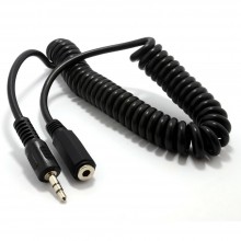 Coiled 35mm stereo jack to socket headphone extension cable lead 1m 002073 