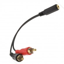 Soundlab black screened 635mm stereo jack plug to twin phono cable 2m 002637 