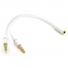 Headphone with mic trrs converter 2 x 35mm sockets to 35mm 4 pole 007635 