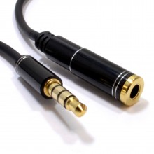 Pro 4 pole trrs metal 35mm jack headphone headset extension cable 1m 008445 