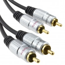 Aluminium pro 2x rca phono plugs stereo audio cable gold lead 3m 007520 