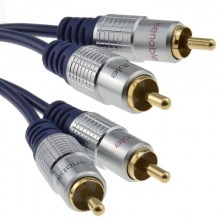 Pro audio metal 2 x rca phono plugs to plugs cable lead gold 2m 006944 