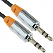 Pro metal orange 35mm jack male to male stereo audio cable lead 1m 008047 