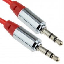 Pro metal red 35mm jack male to male stereo audio cable lead 1m 008042 