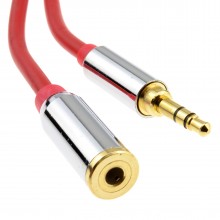 Pro metal red 35mm stereo jack headphone extension cable 05m 50cm 006916 