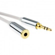 Pro metal white 35mm stereo jack headphone extension cable 05m 50cm 006926 