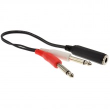 Pro ofc 35mm stereo jack aux headphone splitter tpe cable lead gold 20cm black 010131 