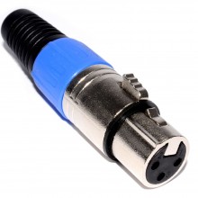 Professional xlr 3 pin plug connector with blue strain relief 005343 