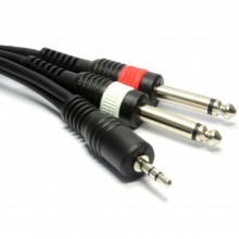 Pulse shielded 35mm stereo jack to 2 x 635mm mono jack cable 30cm 004469 