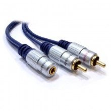 Pure 35mm stereo jack socket to 2 phono plugs audio cable gold 05m 008585 