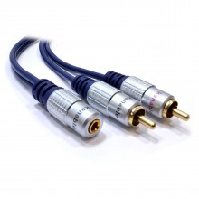Pure 35mm stereo jack socket to 2 phono plugs audio cable gold 3m 008588 