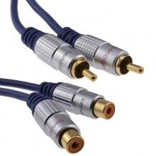 Pure ofc hq 2 x rca phono extension plug to socket audio cable gold 2m 007461 