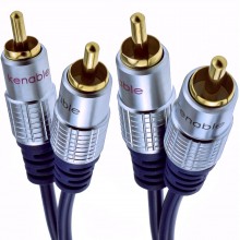 Pure ofc hq 2 x rca phono plugs to plugs stereo audio cable gold 15m 008627 