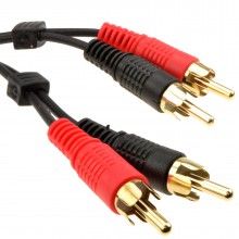 Rca phono twin plugs to plugs stereo audio cable lead 25cm short 006255 