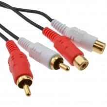 Rca phono twin plugs to sockets extension cable audio lead gold 1m 003658 