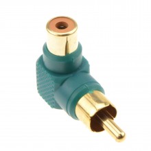 Right angled rca phono adapter blue audio plug to socket gold plated 003535 