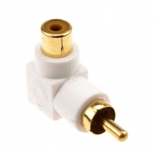 Right angled rca phono adapter red audio plug to socket gold plated 003121 