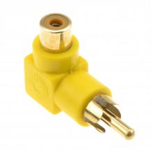 Right angled rca phono adapter white audio plug to socket gold plated 003173 