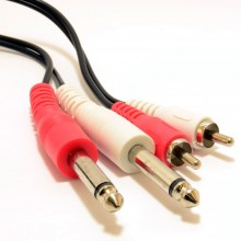 Twin 635mm mono jack plugs to rca phono plugs ofc audio cable 1m 007398 