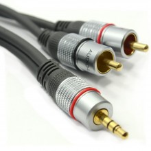 Twin 635mm mono jack plugs to rca phono plugs ofc audio cable 3m 007905 