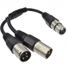 Xlr adapter plug to 2 x xlr sockets splitter combiner cable lead 25cm 001864 