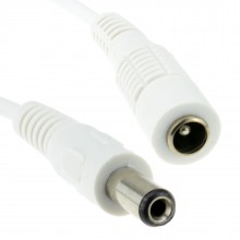 55 x 21mm dc power plug to socket cctv extension cable 05m white 009228 
