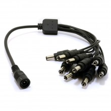 Dc power splitter 8 way adapter 21mm cctv 12v psu to 8 camera cable 008910 