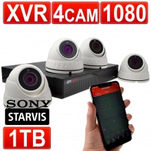 Encam 1080p cctv kit 4 channel xvr recorder with 1tb hdd 2 x 1080 cameras white 090039 