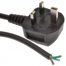 13a fully moulded 3 pin uk plug to 15mm cable stripped bare ends 3m 007654 