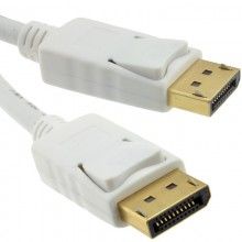 Displayport v12 4k compatible male locking plugs cable 1m white 009428 