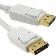 Displayport v12 4k compatible male locking plugs cable 3m white 009430 