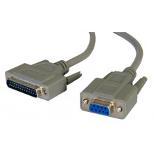 Db9 9 pin serial female to 25 pin male data cable 3m 008826 