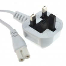 Figure 8 power cable uk plug to c7 lead for led or smart tv white 1m 003634 