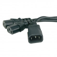 Iec splitter cable c14 plug to 2 x c13 socket y lead 18m 1m 08m 008114 