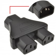 Iec splitter cable c14 plug to 2 x c13 socket y lead 2m 1m 1m 006157 